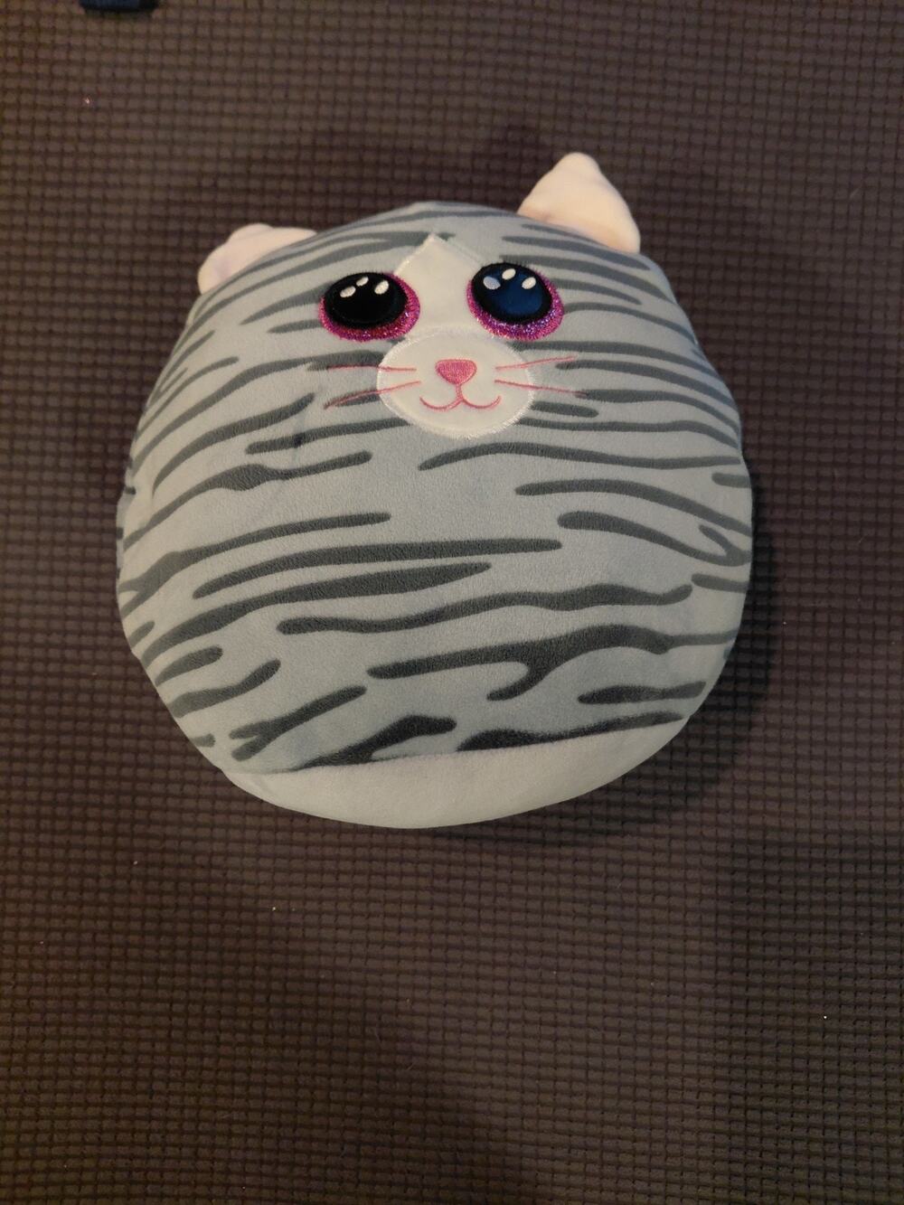 TY Kiki The Kitty Cat Squish-A-Boos Stripped Gray Blue Plush